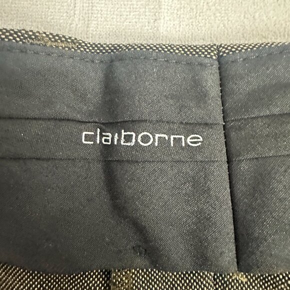 Claiborne Mens Size 40x32 Dress Pants Brown Herringbone Flat Front Pleated - Picture 3 of 5